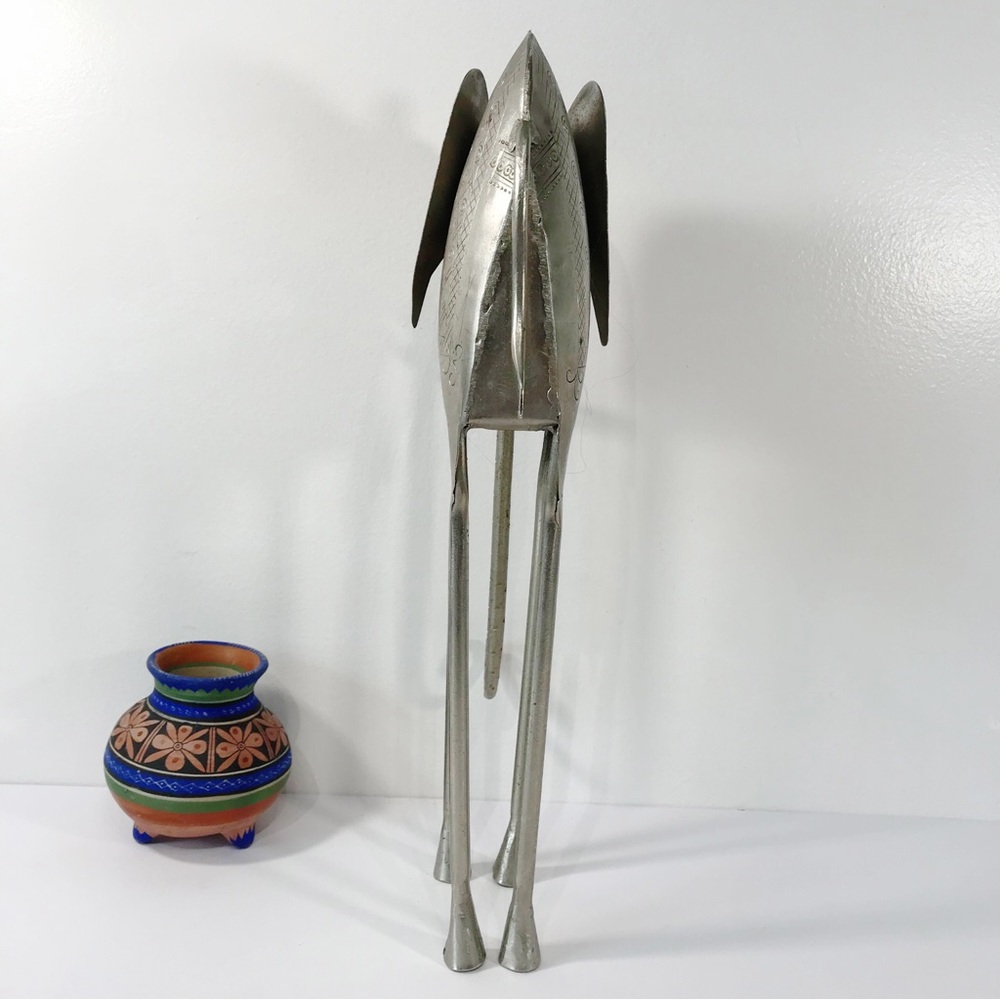 VTG Silver Metal Art Elephant Sculpture Elongated Legs Figure Tribal Abstract 16 - Picture 8 of 9